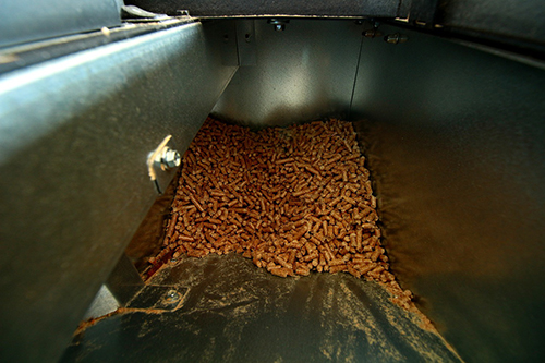 Wood pellets in hoppper